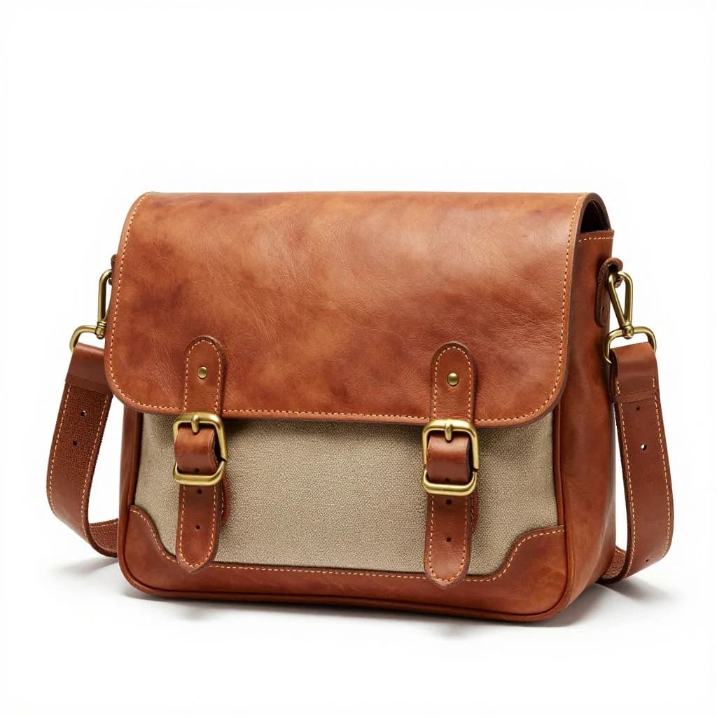 Vintage Leather Messenger Bag — view 2