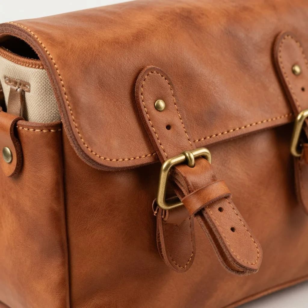 Vintage Leather Messenger Bag — view 3
